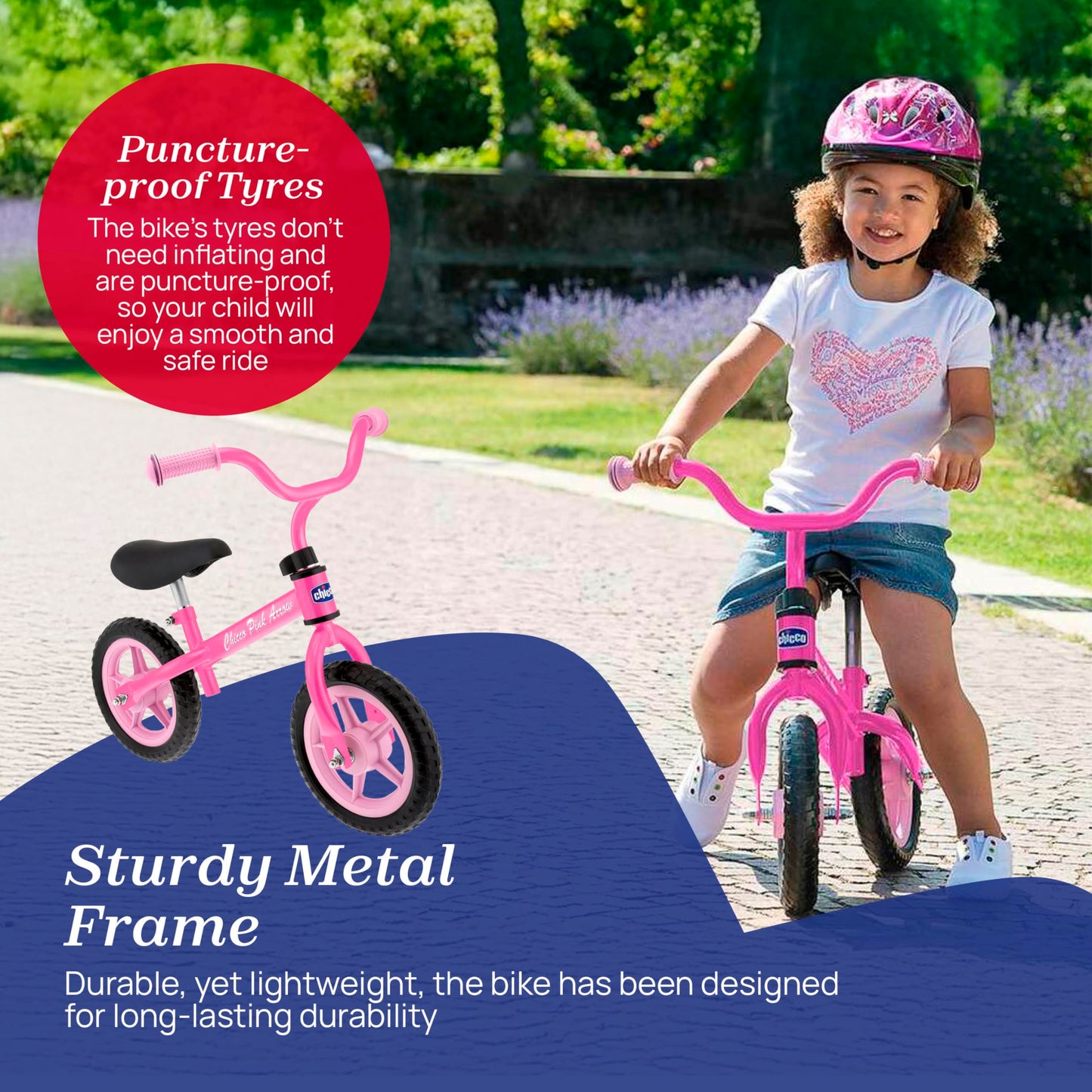 Kinder Laufrad 2–5 Jahre, verstellbarer Sattel & Lenker, Pink